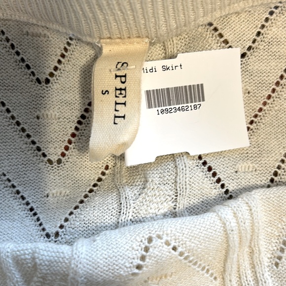 NWT Spell Lou Lou Knit Midi Skirt in Snow size small - Picture 9 of 11